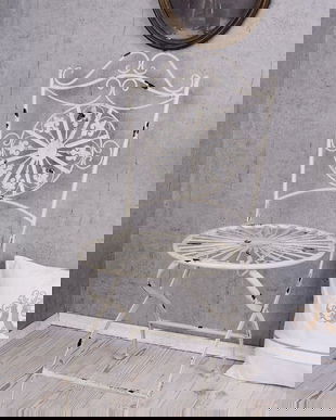 SCAUN SHABBY CHIC DIN FIER FORJAT ANTIK WHITE