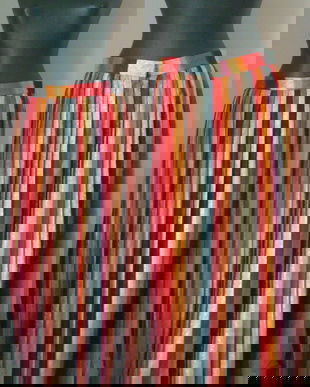 FUSTA PLISATA STRIPE MATASE VEGETALA