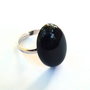 Inel delicat din Argint 925 si Onix negru oval  IN320.1  Inel negru, inel elegant, inel pietre semipretioase, inel reglabil