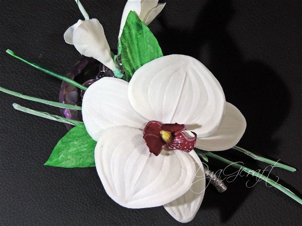 Cocarda mire Orhidee matase naturala. Cocarda nas sau nasa