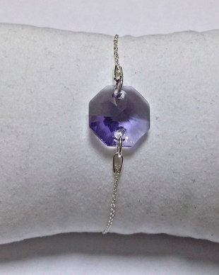 Bratara argint cu piatra Swarovski hexagon lila