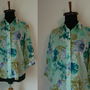 Bluza bumbac floral albastru marin
