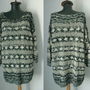 PULOVER TRICOTAT ALB-NEGRU