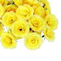 9705 - (25) Flori decorative, trandafiri, material textil aspect matasos, fara tja, galben, 45mm