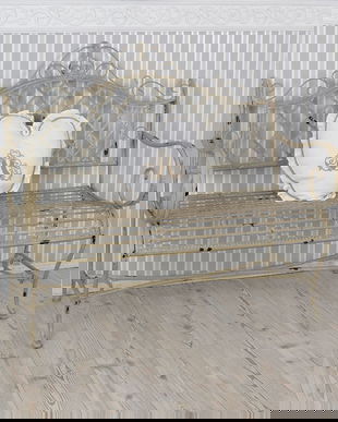 BANCA SHABBY CHIC DIN FIER FORJAT ANTIK GREJ