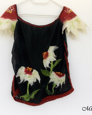 Bluza din voal si flori de echinaceea impaslite
