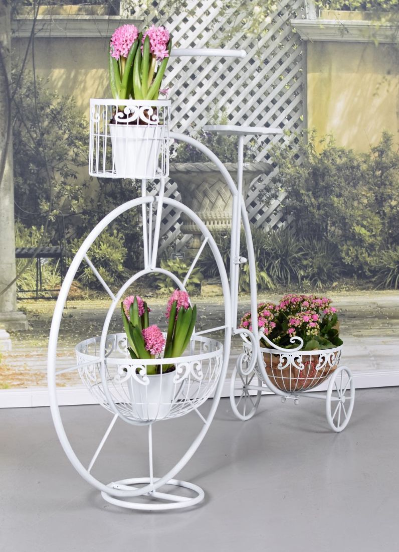 BICICLETA CU GHIVECE DIN FIER FORJAT ANTIK WHITEAJA160