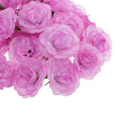 9722 - (40) Flori decorative, trandafiri, material textil aspect matasos, fara tja, lila, 45mm
