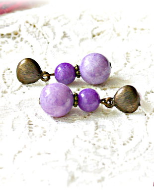 Cercei Balerina cu jad violet