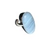 Inel reglabil din Calcedonie albastra naturala pe baza argintie - IN387 - Inel bleu alb oval, inel pietre semipretioase