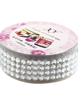 9729 - (50cmx18mm) Banda decorativa autoadeziva, rhinestones, acrilic, transparent