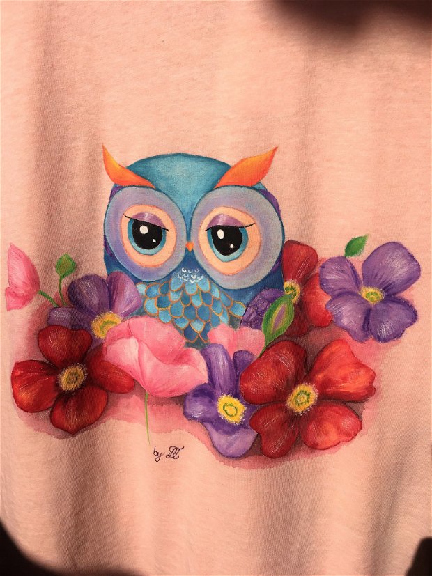 Tricou pictat "Lovely Owl"