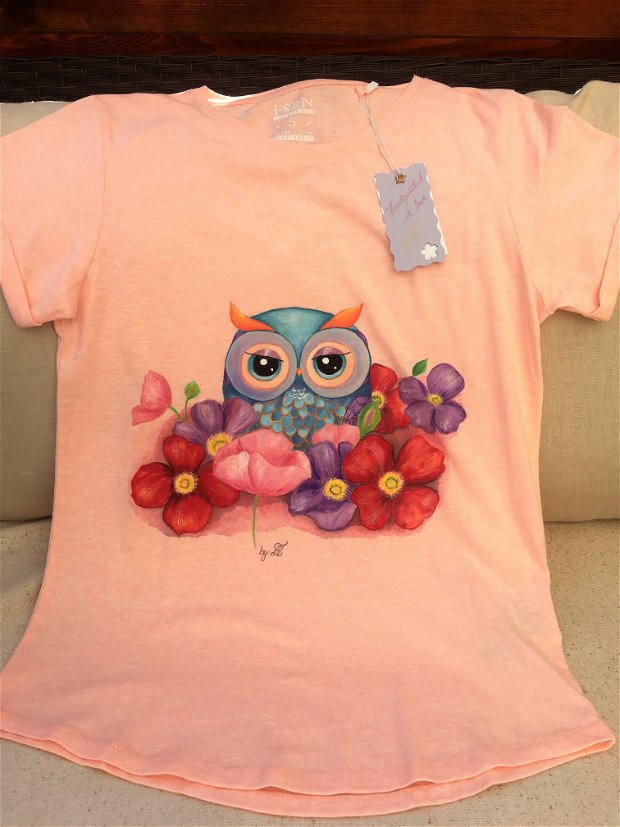 Tricou pictat "Lovely Owl"