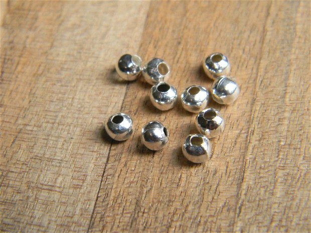 Margele argintate 4 mm (50 buc.)