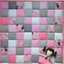 Patura patchwork pisicute, roz-gri