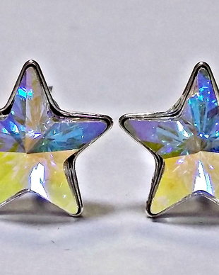 Cercei argint 925 cu piatra Swarosvki Stea 10mm Crystal AB