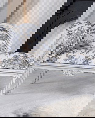 SOFA DIN LEMN MASIV GRI CU TAPITERIE ALBA CU ALBASTRU