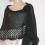 Sal tricotat, crosetat  negru mohair