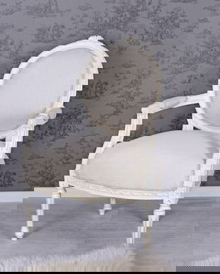 SEMIFOTOLIU MEDALION DIN LEMN MASIV ALB CU TAPITERIE ALBACAT521B01