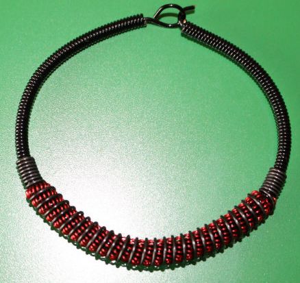 bratara din sarma de cupru nontarnish/bratara barbateasca/bratara unisex/bratara dama - rosu si negru