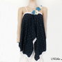 Top Boho chic cu margini crosetate si floricele impaslite