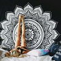 9731 - 150x150cm Material textil sintetic, imprimeu mandala, alb negru