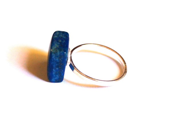 Inel delicat din Argint 925 si Lapis lazuli patrat - IN399 - Inel albastru denim, inel pietre semipretioase