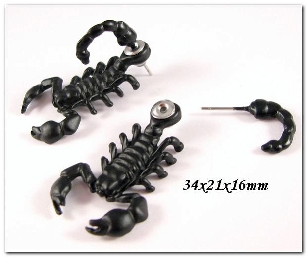 9239 - Baza cercei cu tija / surub, aliaj metalic negru mat, scorpion
