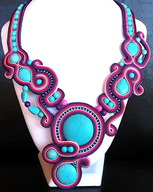 Colier soutache statement turcoaz