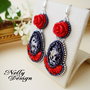 "Flamenco dancer"- Cercei broderie coral si sidef