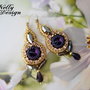 "Gold & Purple" - cercei statement broderie cristale