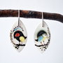 cercei pasari din portelan,platina si argint - TROPICAL BIRDS