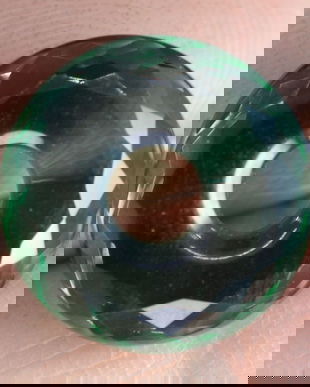 9295 - Pandantiv / charm / link, sticla fatetata, donut, verde smarald, 15x5mm