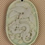 9738 - Pandantiv, jad sculptat, dragon si pasarea phoenix, 50x34x6mm