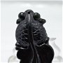9740 - Pandantiv, jad negru / nephrite, sculptat, pestisorul de aur, 53x26x10mm