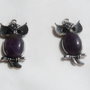 REZERVAT....Pandantiv metalic bufnita cu cabochon din ametist aprox 6x22x40 mm
