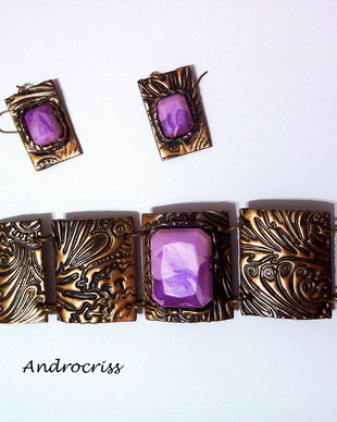 Purple stones,set cercei si bratara