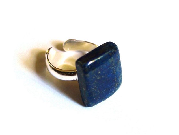 REZERVAT - Inel reglabil din Argint 925 si Lapis lazuli dreptunghiular - IN400 - Inel albastru romantic, inel pietre semipretioase