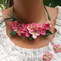 Set colier si cercei hortensie roz