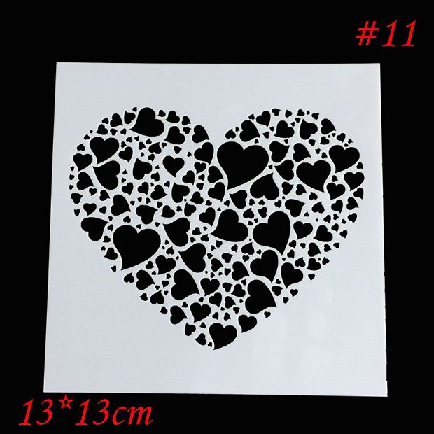 9757 - Stencil / sablon, plastic, inima