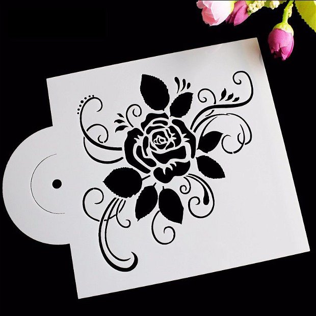 9758 - Stencil / sablon, plastic, floare