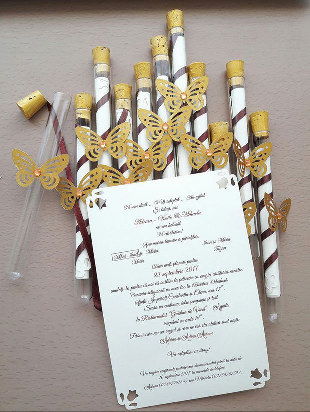 Invitatie in eprubeta Gold