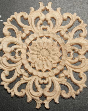 9709 - Decoratiune, lemn de cauciuc sculptat, mandala, 15cm
