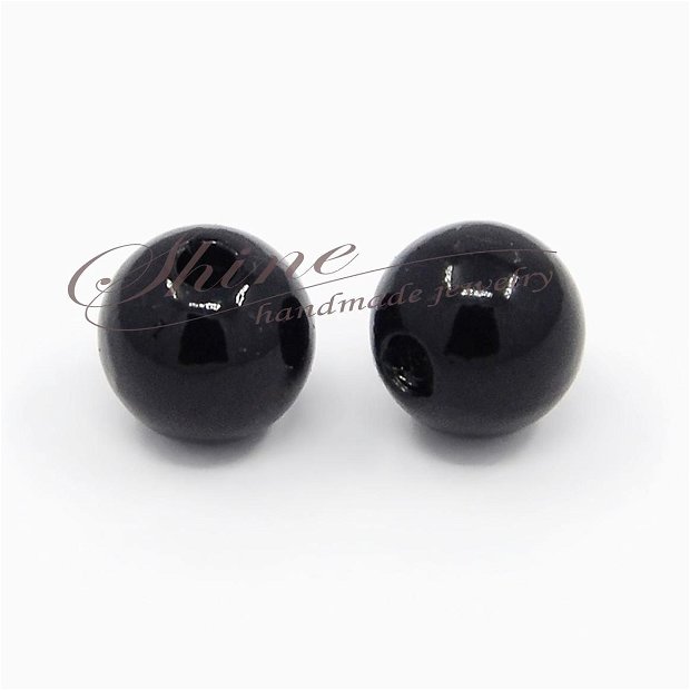 Perle negre, acril, 8mm