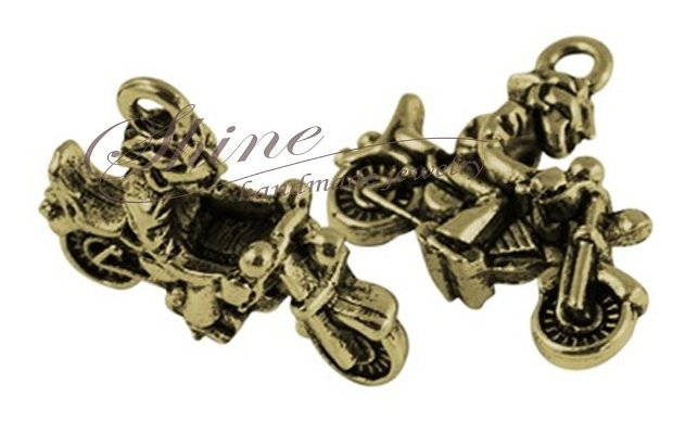 Charm motociclist 3D, bronz antichizat