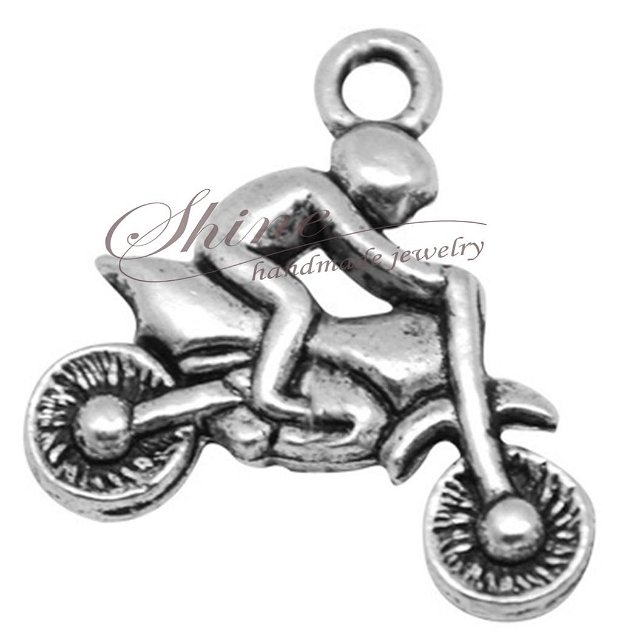 Charm motocicleta, argintiu antichizat
