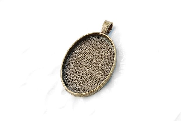 Baza ovala pandant -  bronz antic - int. 30 x 22 mm