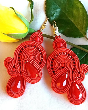 Cercei soutache statement rosii