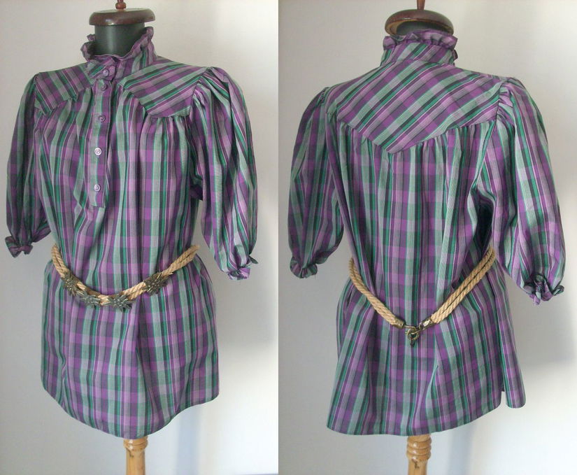 BLUZA BAVAREZA BUMBAC TARTAN