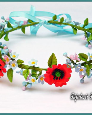 Coronita cu maci si myosotis